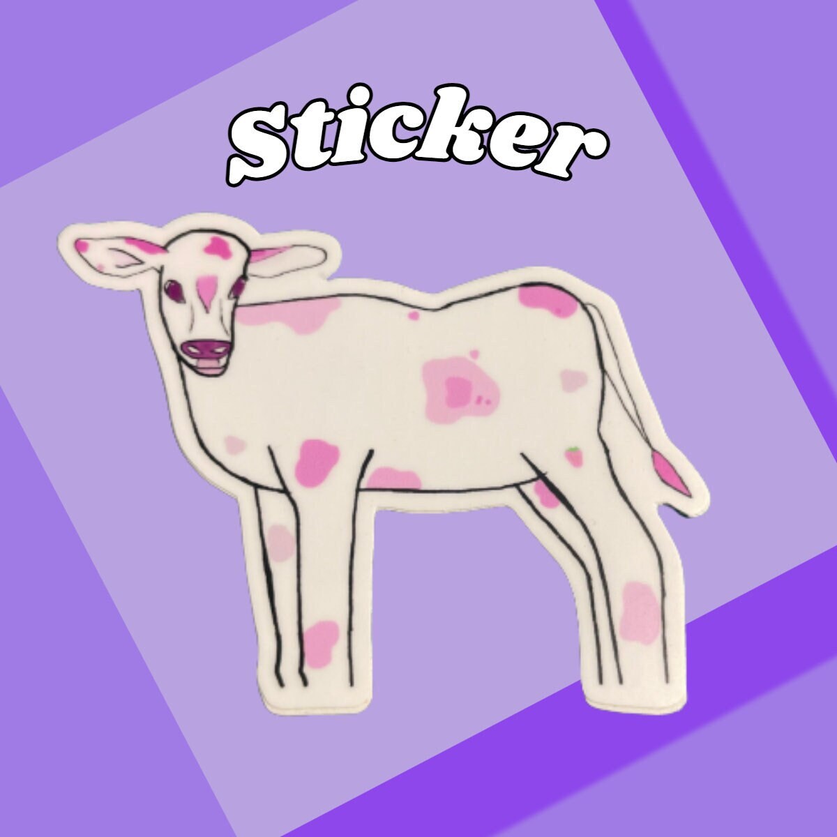 Strawberry Cow Pink Sticker