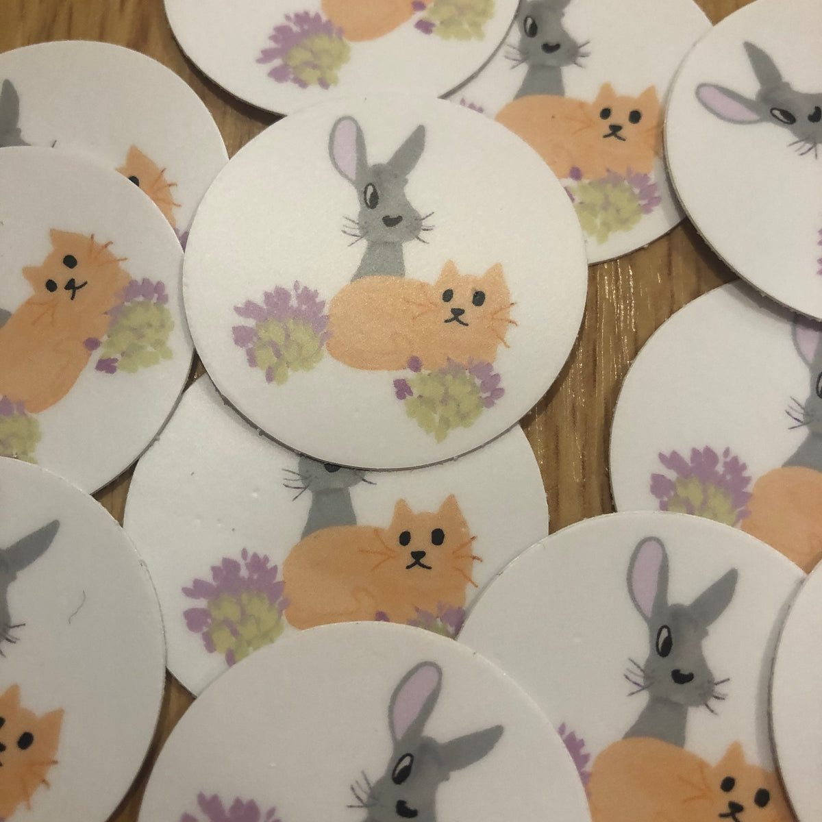 Rabbit and Cat MINI Sticker