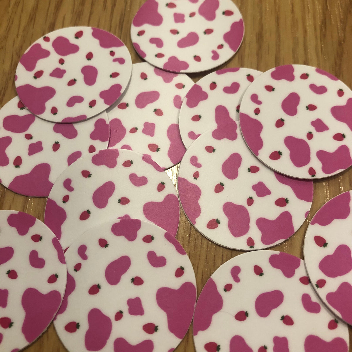 Strawberry Moo Pink Cow Print MINI Sticker