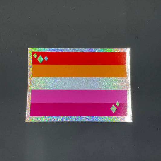Lesbian Pride Flag Sticker Starburst Holographic
