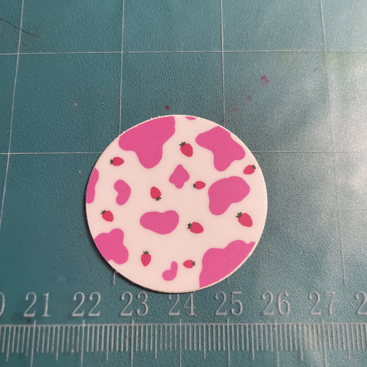 Strawberry Moo Pink Cow Print MINI Sticker