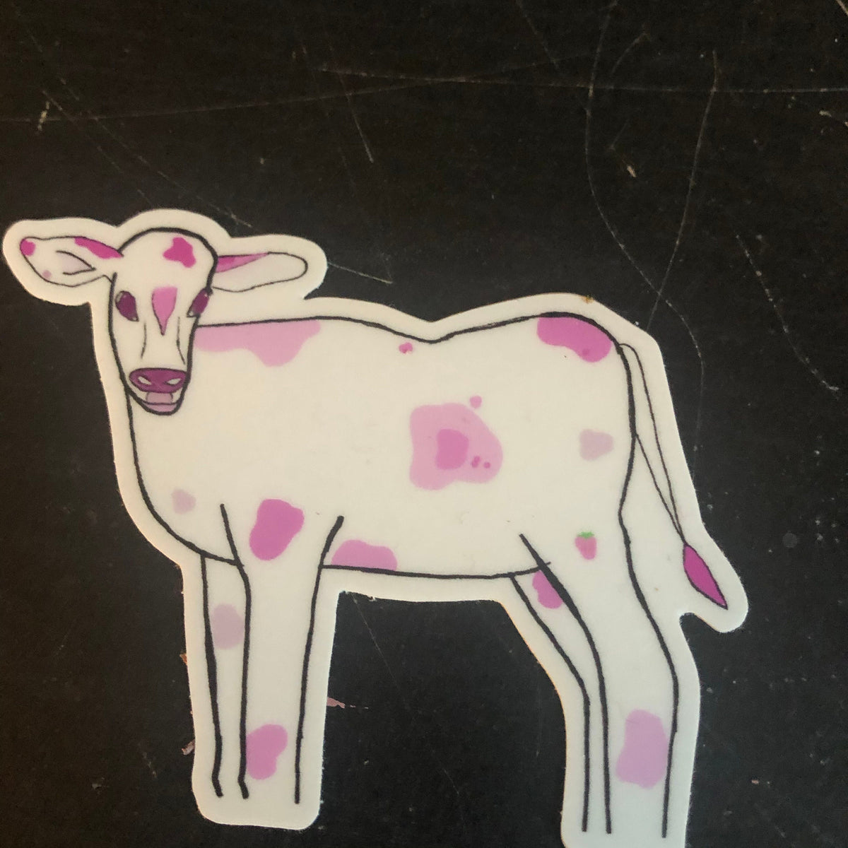 Strawberry Cow Pink Sticker