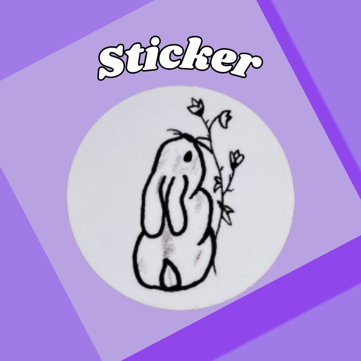 Rabbit with Flower Sticker