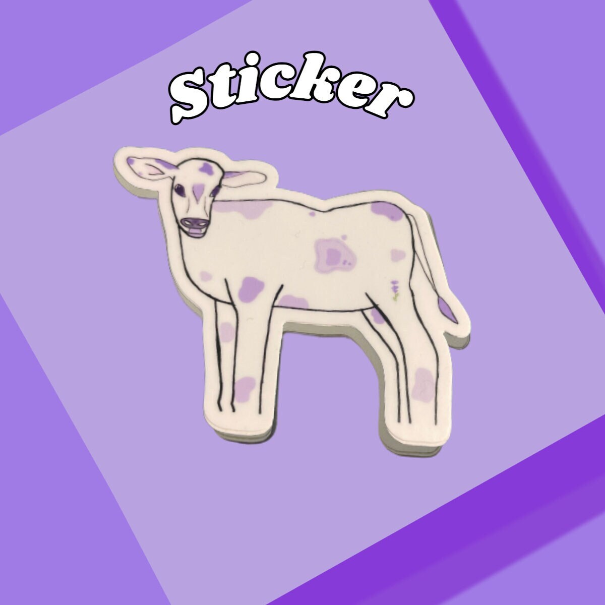 Lavender Cow Purple Sticker
