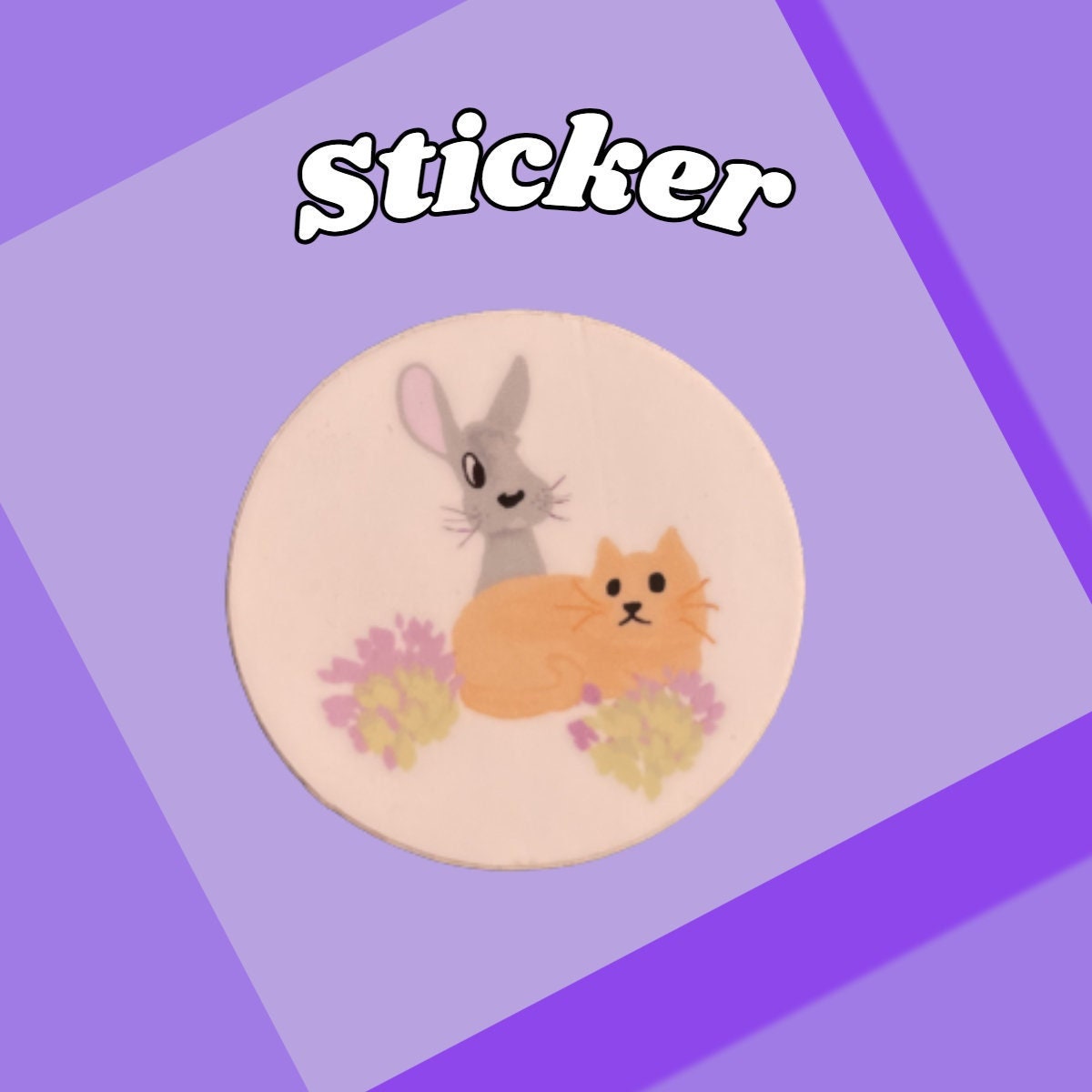Rabbit and Cat MINI Sticker