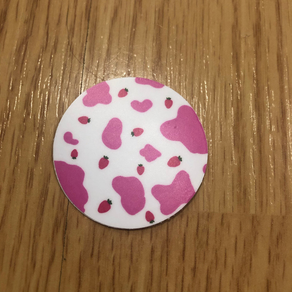 Strawberry Moo Pink Cow Print MINI Sticker
