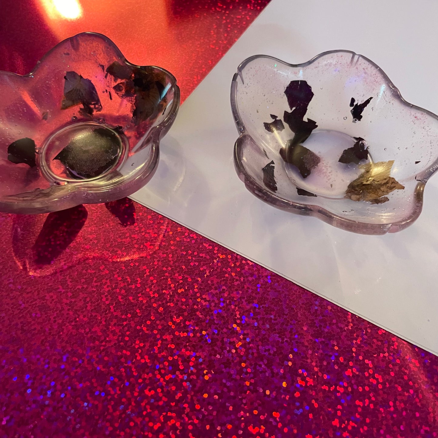 Pink with Real Rose Petals Flower Resin Dish