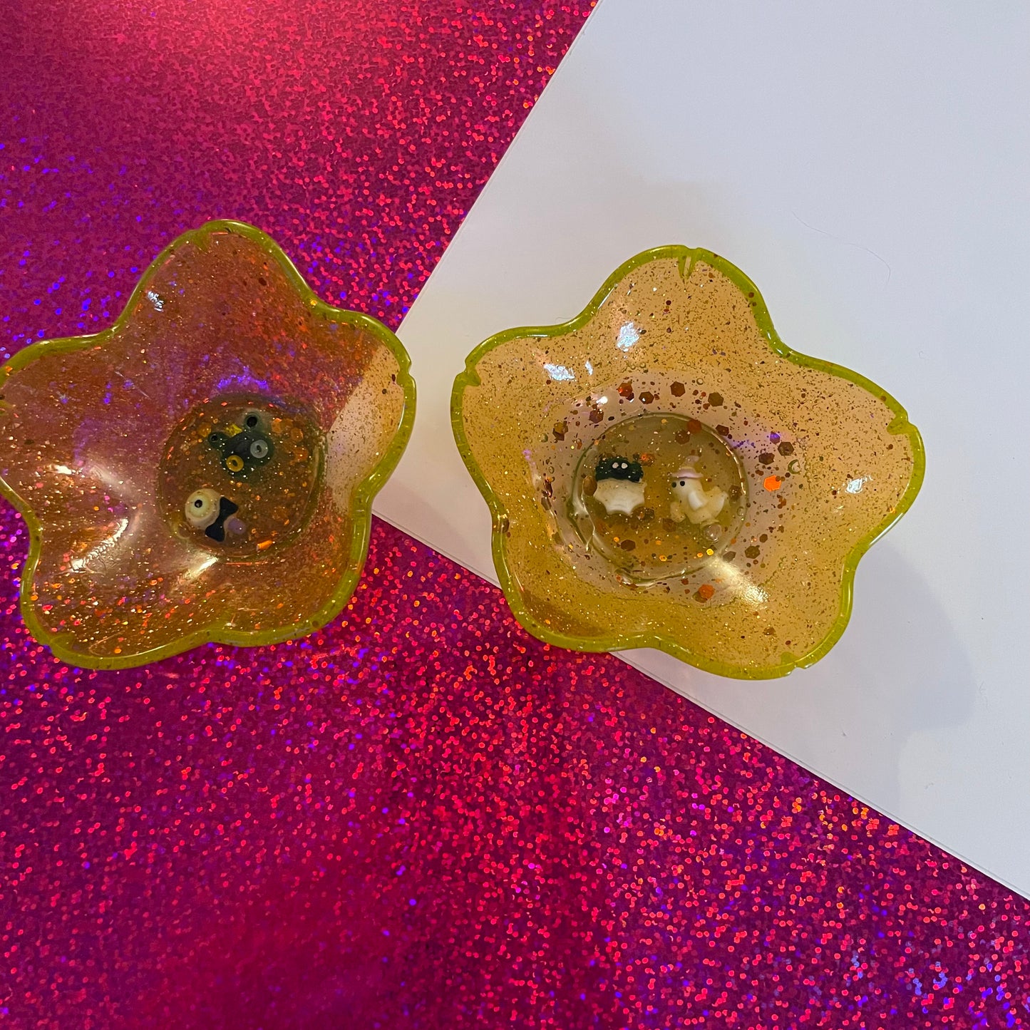 Orange Halloween Flower Resin Dish