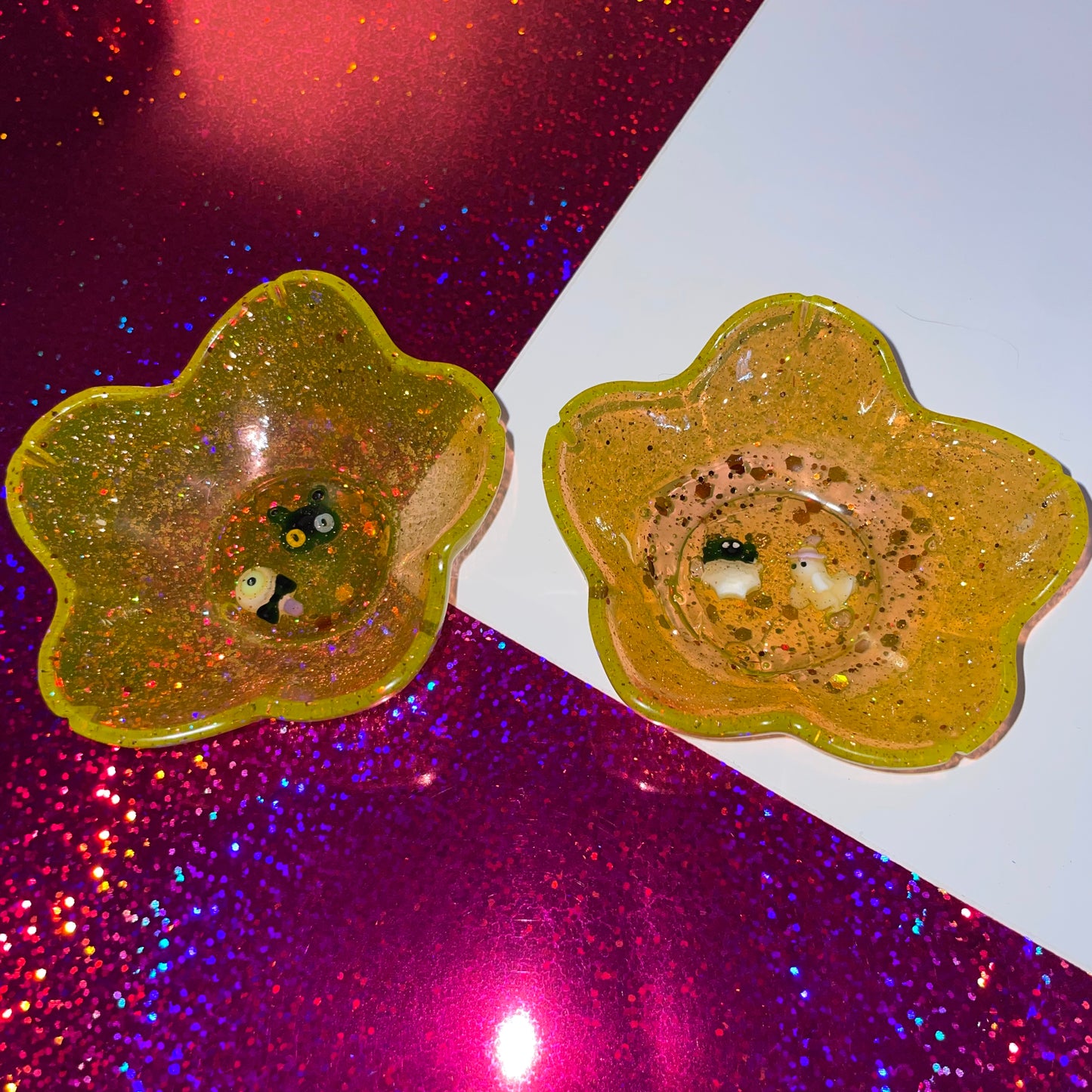 Orange Halloween Flower Resin Dish