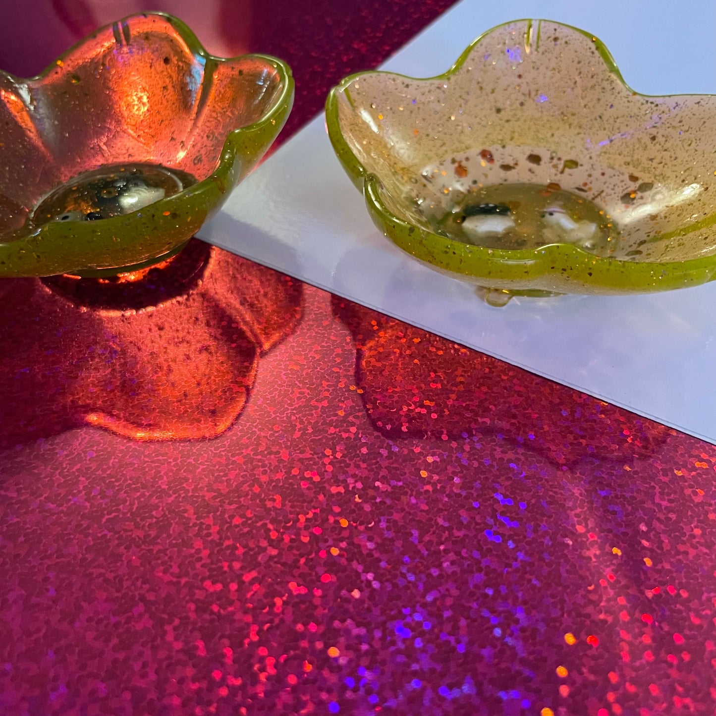 Orange Halloween Flower Resin Dish