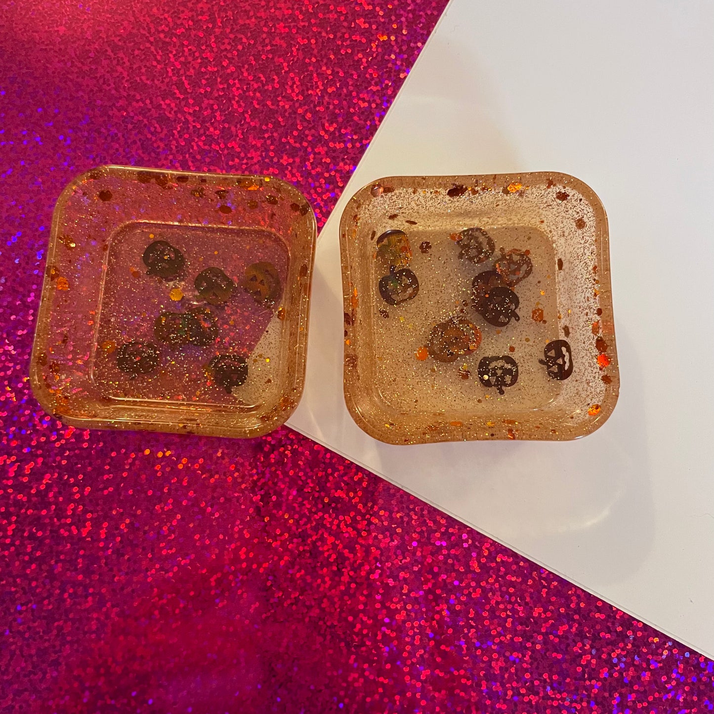 Orange Halloween Square Resin Tray