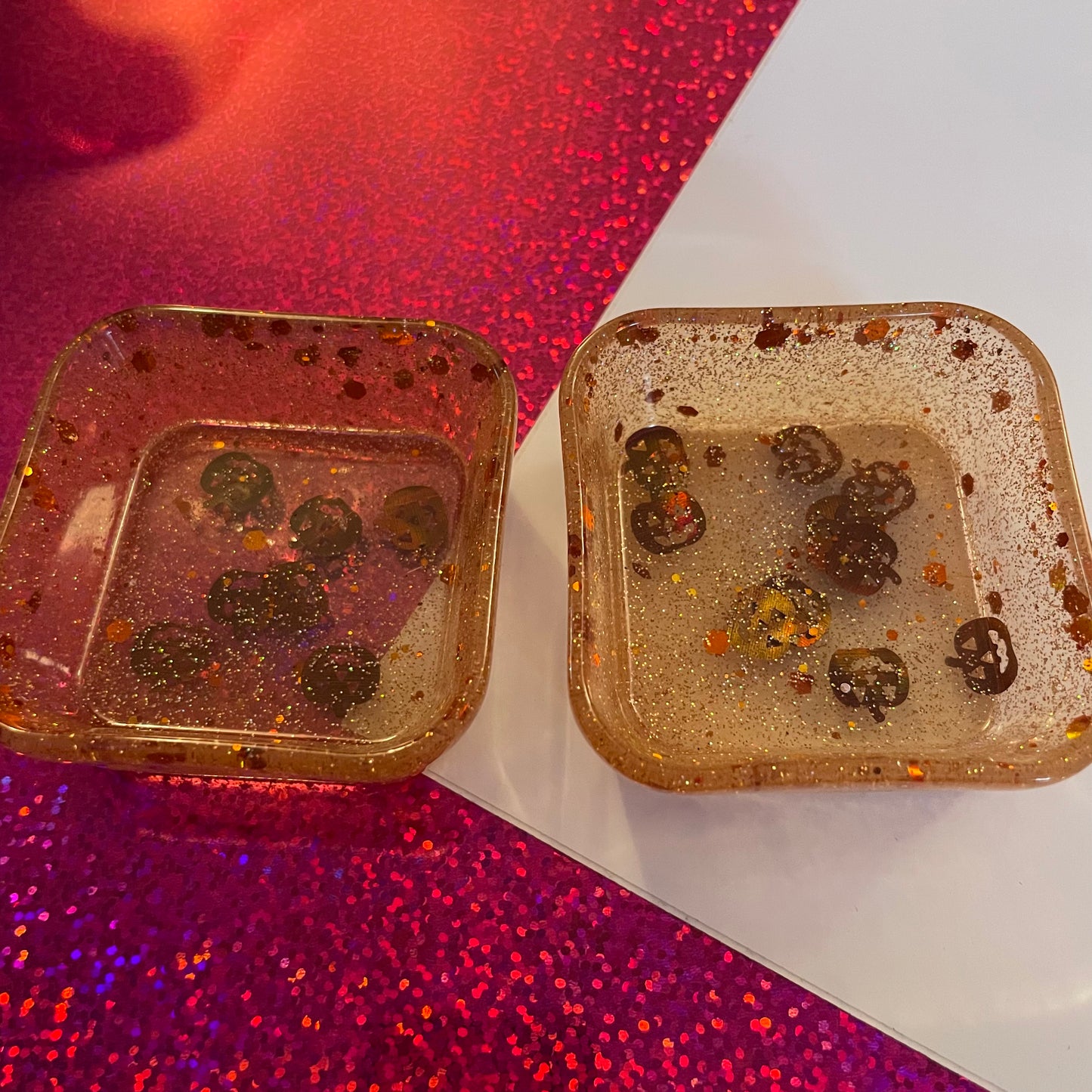 Orange Halloween Square Resin Tray