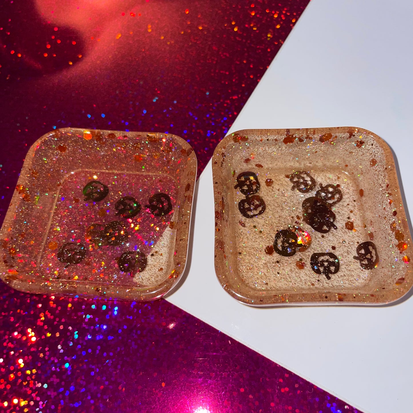 Orange Halloween Square Resin Tray