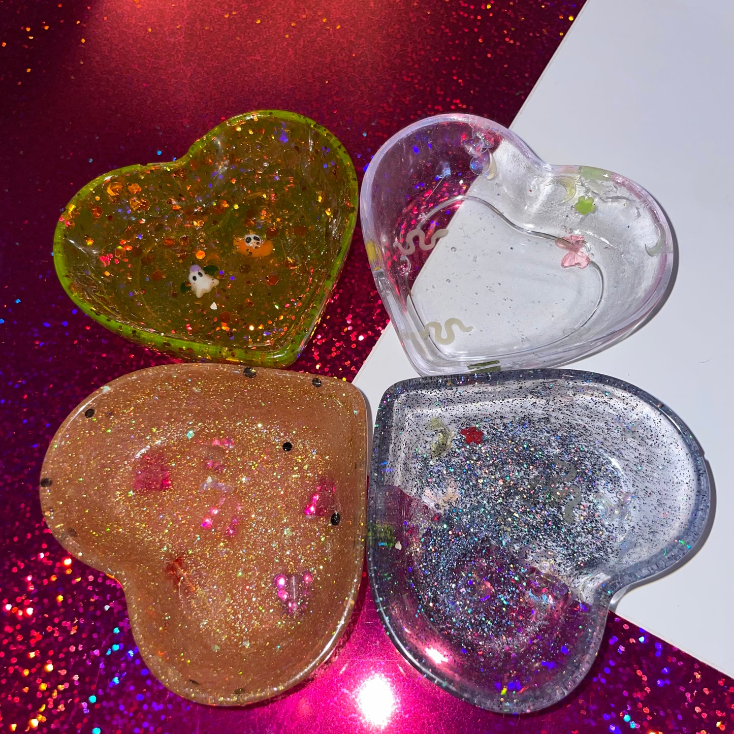 Glitter Heart Resin Dish