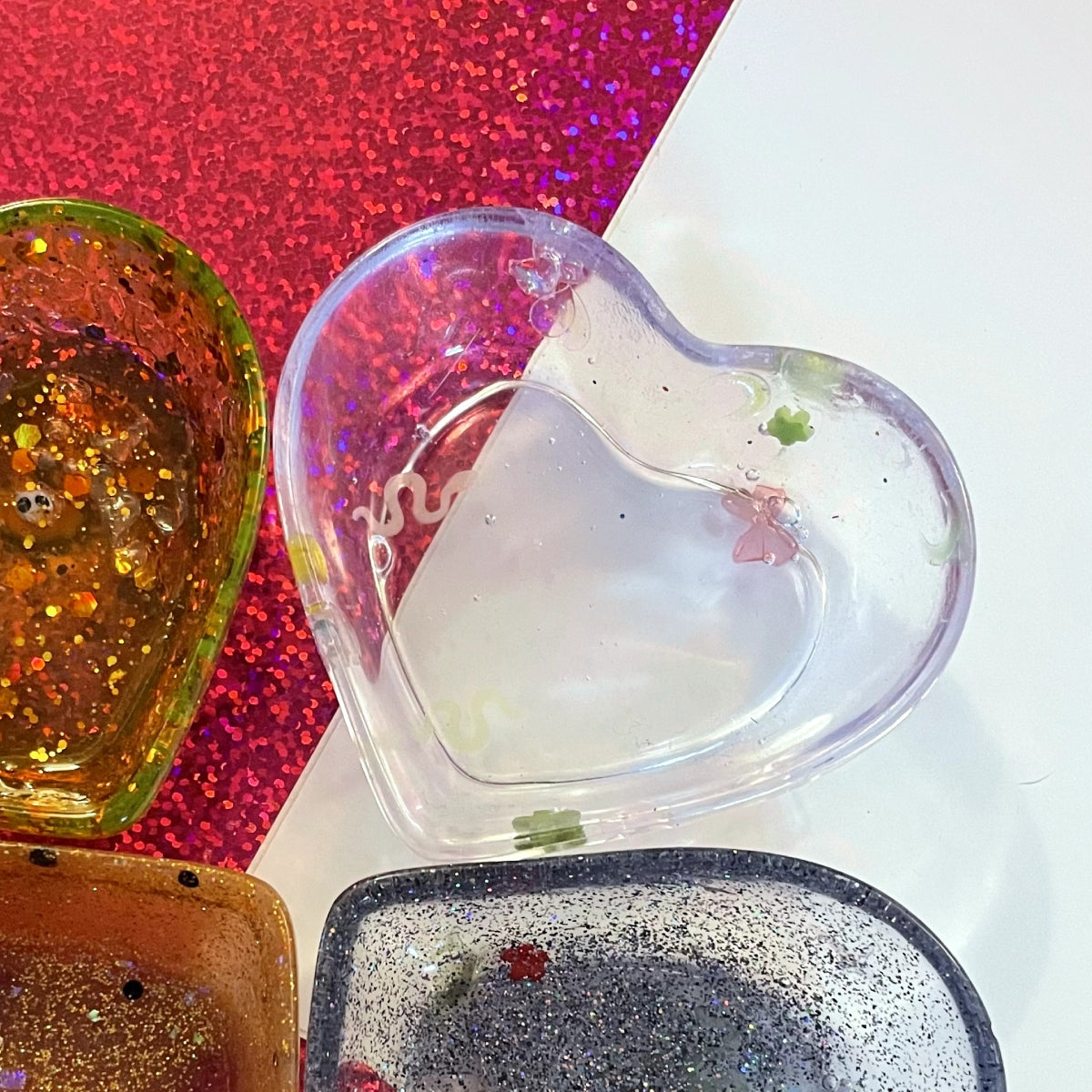 Glitter Heart Resin Dish