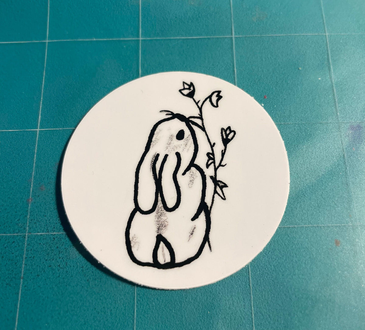 Rabbit with Flower Sticker