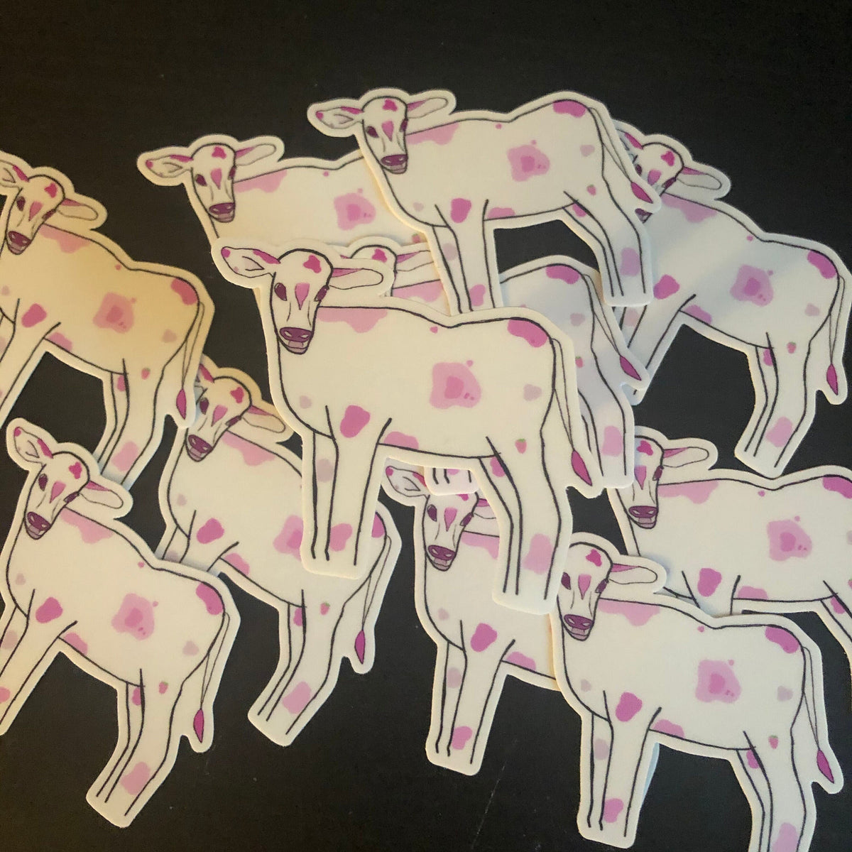 Strawberry Cow Pink Sticker