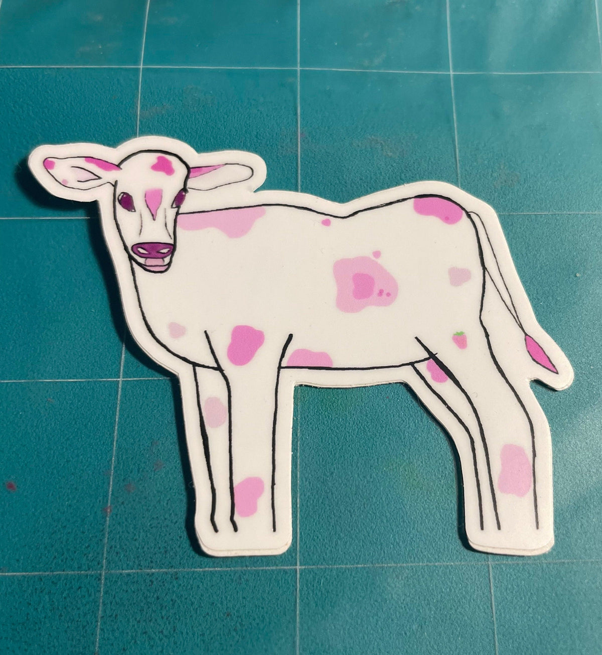 Strawberry Cow Pink Sticker